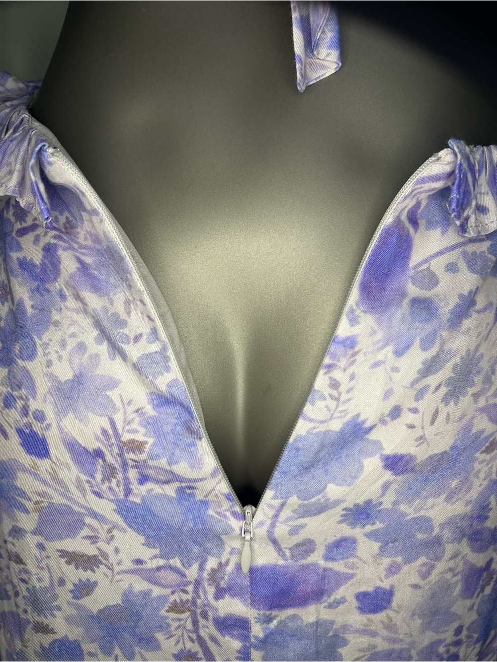 Astr The Label Cassis Dress S Blue Floral Maxi Ruffled Flowy Painterly Pastel - Picture 10 of 13